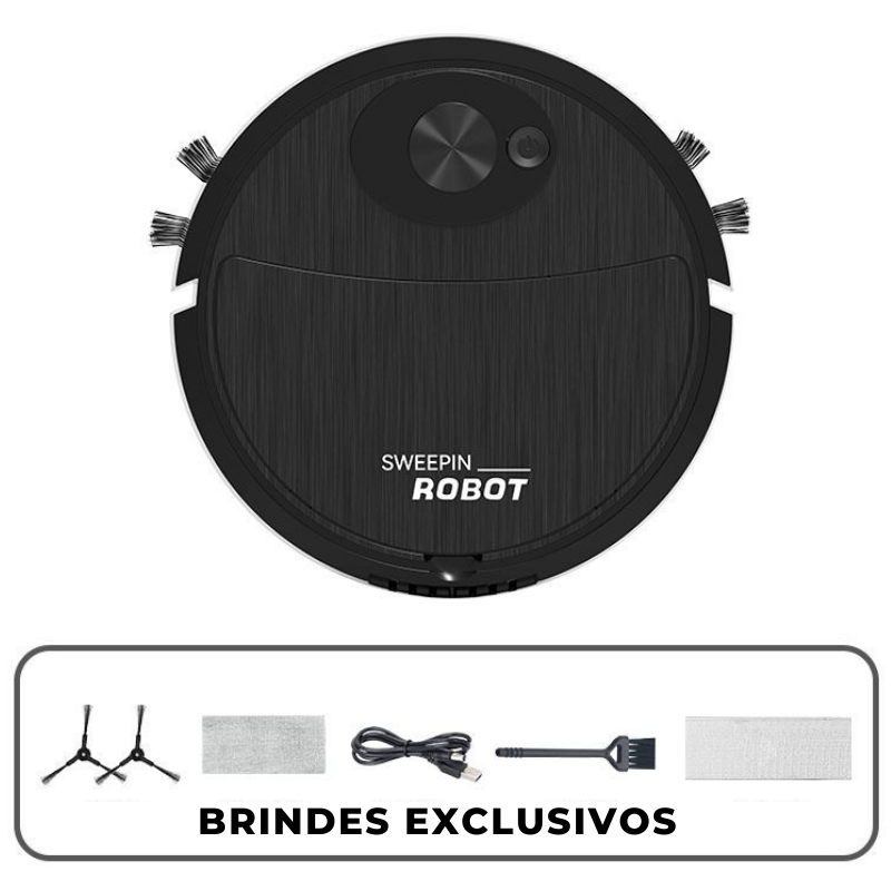 RoboVortex® | Robô Inteligente Multifuncional 5 em 1: Varre, Aspira e Passa Pano + Brinde Exclusivo!