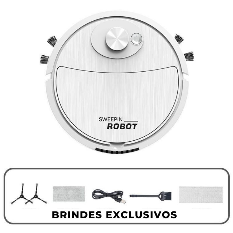 RoboVortex® | Robô Inteligente Multifuncional 5 em 1: Varre, Aspira e Passa Pano + Brinde Exclusivo!